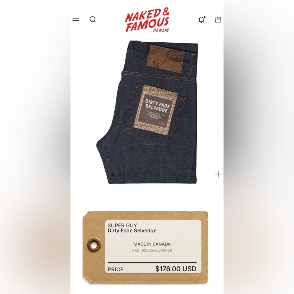 NWT Naked & Famous Super Guy Dark Indigo Slim Regular Rise Men’s Jeans W32 L30 - Picture 15 of 17